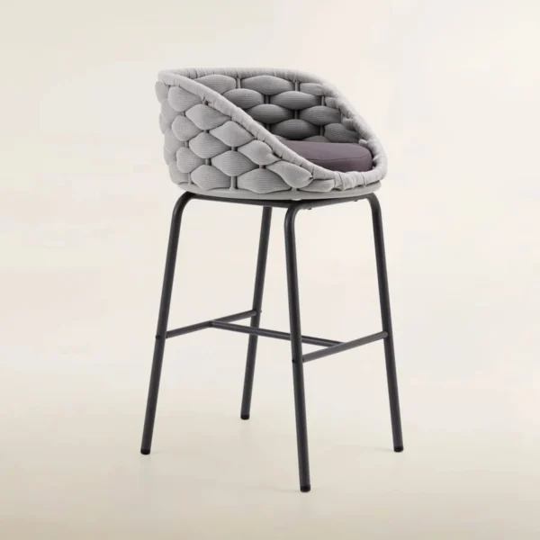 2-Piece Outdoor Rope Bar Chairs with durable frame and modern woven rope design