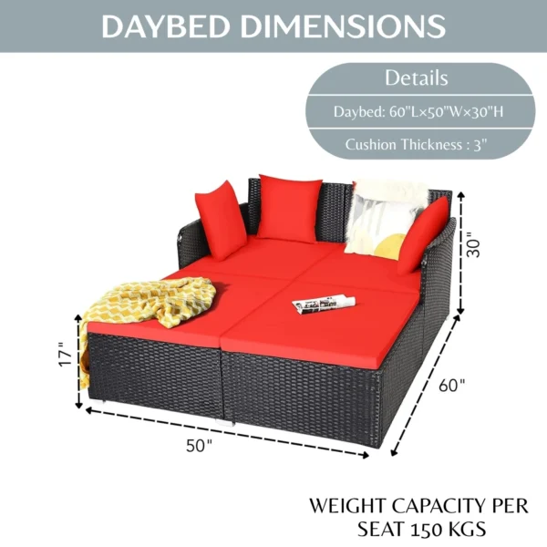 Outdoor patio double seater daybed with cushions for garden relaxation