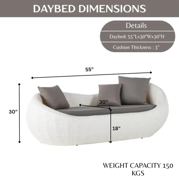 Outdoor wicker 2 seater patio garden daybed with cushions, perfect for outdoor lounging