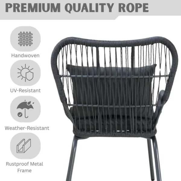 3-piece outdoor patio furniture set with all-weather wicker and cushions