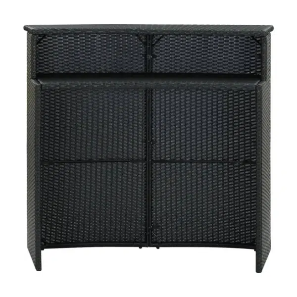Outdoor rattan wicker bar table with high-top design and storage shelf