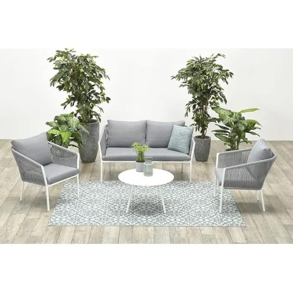 LOCCUS Patio Furniture Set, 4 Pieces Porch Backyard Garden Outdoor Furniture Rope Sofa Set and Table Conversation Set - Image 2