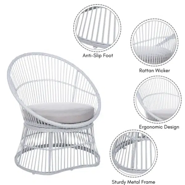 Outdoor rope patio set with glass top table, stylish seating for gardens, balconies, and patios.