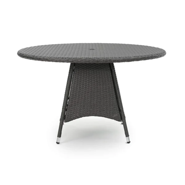 Black Outdoor Rattan Wicker Round Patio Table – stylish and durable for garden, balcony, or backyard dining.