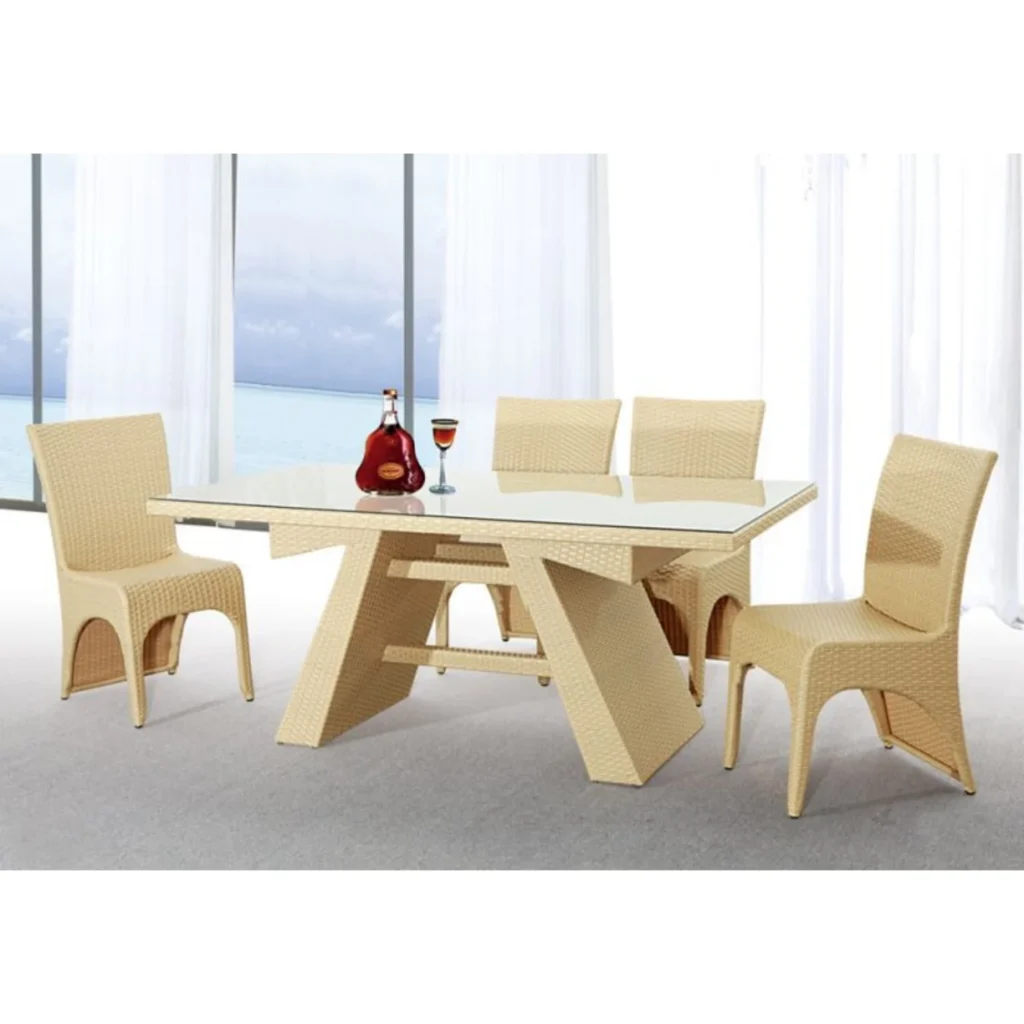 5-piece outdoor patio dining set with rattan chairs and rectangular table for garden or backyard