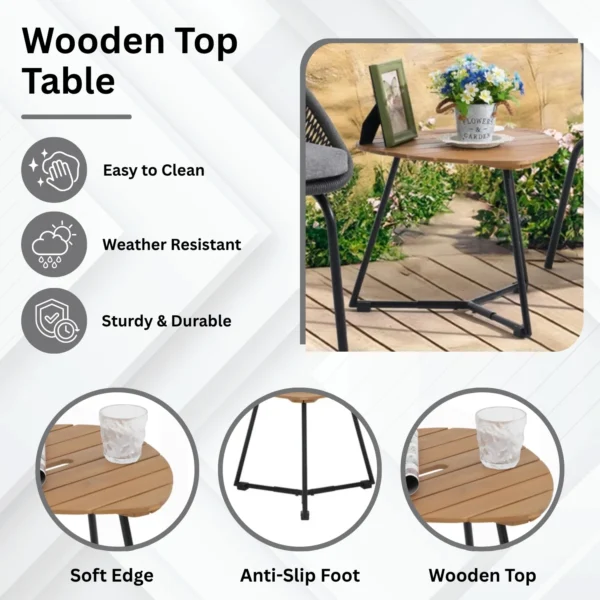 3 Piece Garden Outdoor Rope Patio Set with two chairs and a glass-top table for outdoor living.