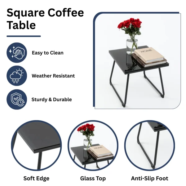 Outdoor Rattan Wicker 3-Piece Patio Set with cushioned chairs and glass-top table for garden, balcony, or patio