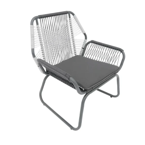 Outdoor Rope Double Tone 3-Piece Patio Set with Table and Cushions for Garden or Balcony