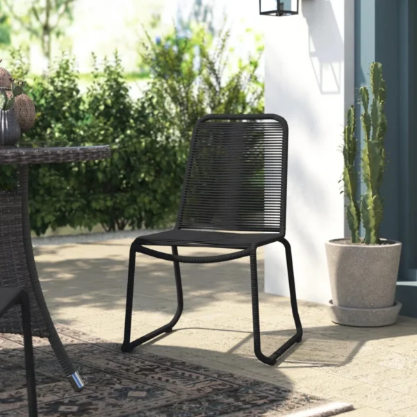 Modern 2-piece outdoor rope patio dining chairs with sturdy metal frame and weather-resistant design.