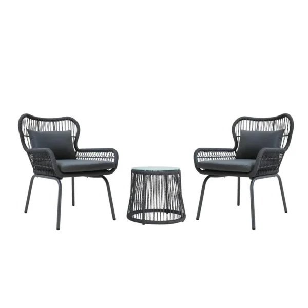 3-piece outdoor patio furniture set with all-weather wicker and cushions