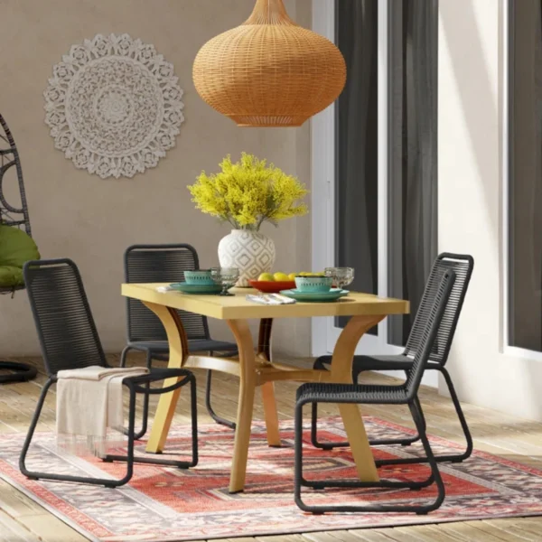 Modern 2-piece outdoor rope patio dining chairs with sturdy metal frame and weather-resistant design.