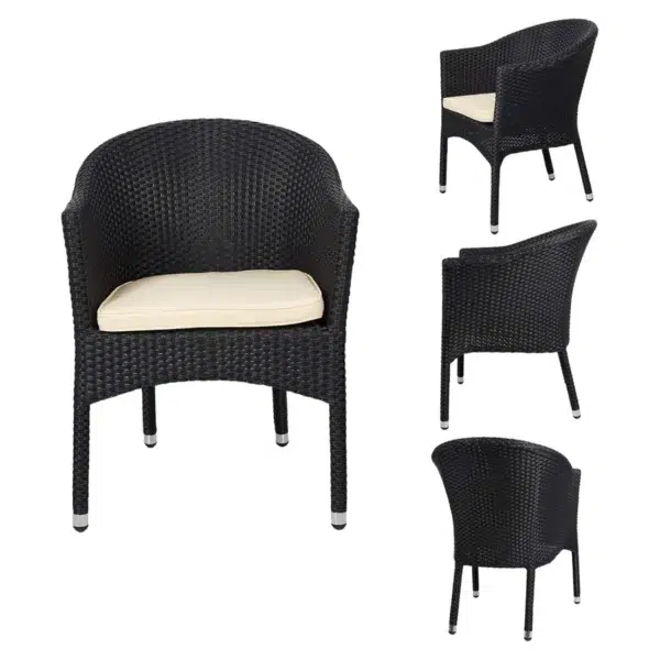 "3-Piece Outdoor Rattan Wicker Patio Set with cushioned chairs and glass-top table for garden, balcony, or patio"