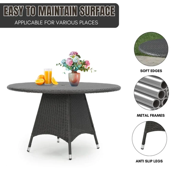 Black Outdoor Rattan Wicker Round Patio Table – stylish and durable for garden, balcony, or backyard dining.