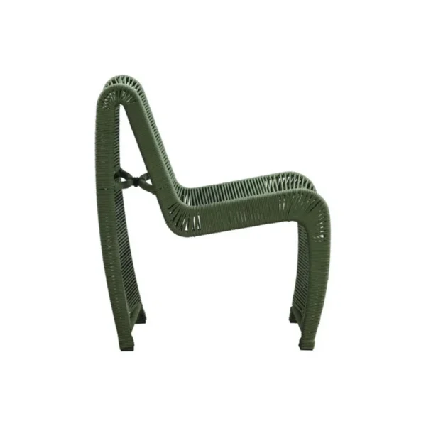 Two modern outdoor rope patio chairs with metal frames and woven seats, perfect for garden or balcony seating.
