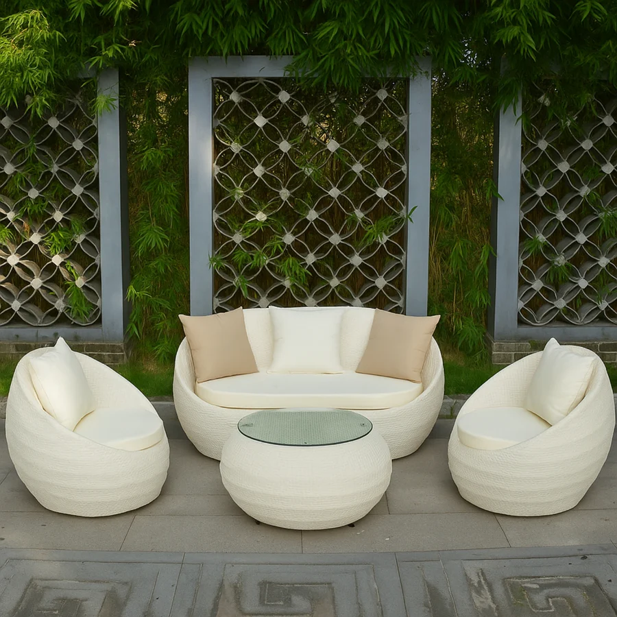 4-Piece Outdoor Rattan Wicker Patio Sofa Set with Cushions and Coffee Table for Garden, Patio, or Balcony