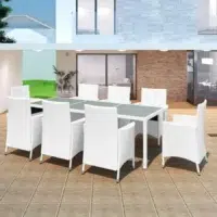 9-Piece Outdoor Rattan Wicker Dining Table Set with Cushioned Chairs for Patio and Garden