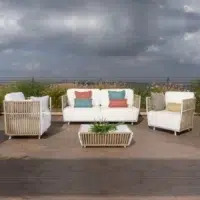 All-Weather Patio Rope Sofa Set with Glass Top Coffee Table for Outdoor Living