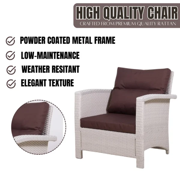 Outdoor All-Weather Wicker Single Seater Sofa with Cushions – Durable Patio Chair for Garden, Balcony, or Terrace