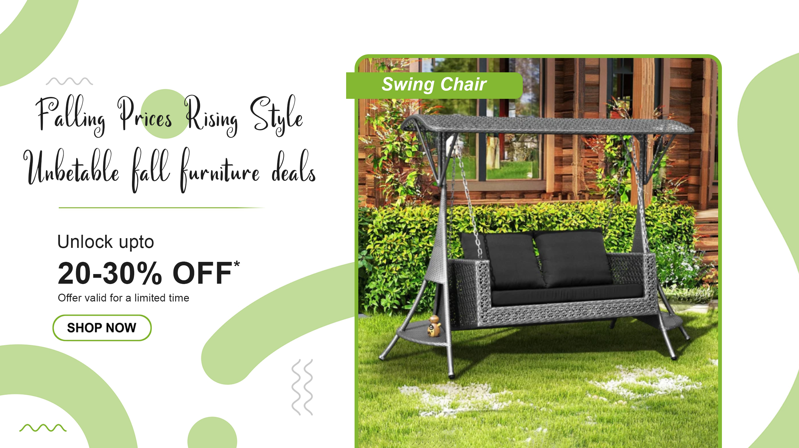 Outdoor hanging swing chair with weather-resistant cushions and sturdy frame