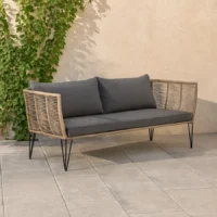 1-Piece Outdoor Rope Loveseat Sofa with Cushions for Patio, Garden, and Balcony
