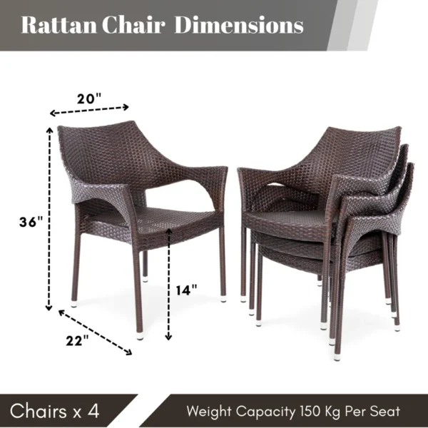 Outdoor Rattan Wicker Patio Dining Chair with cushion – stylish, weather-resistant garden and balcony seating.