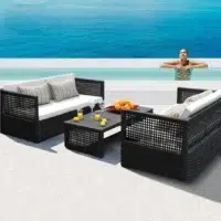 Outdoor Rattan Wicker 4-Seater Sofa Set with Cushions for Patio, Garden, or Balcony