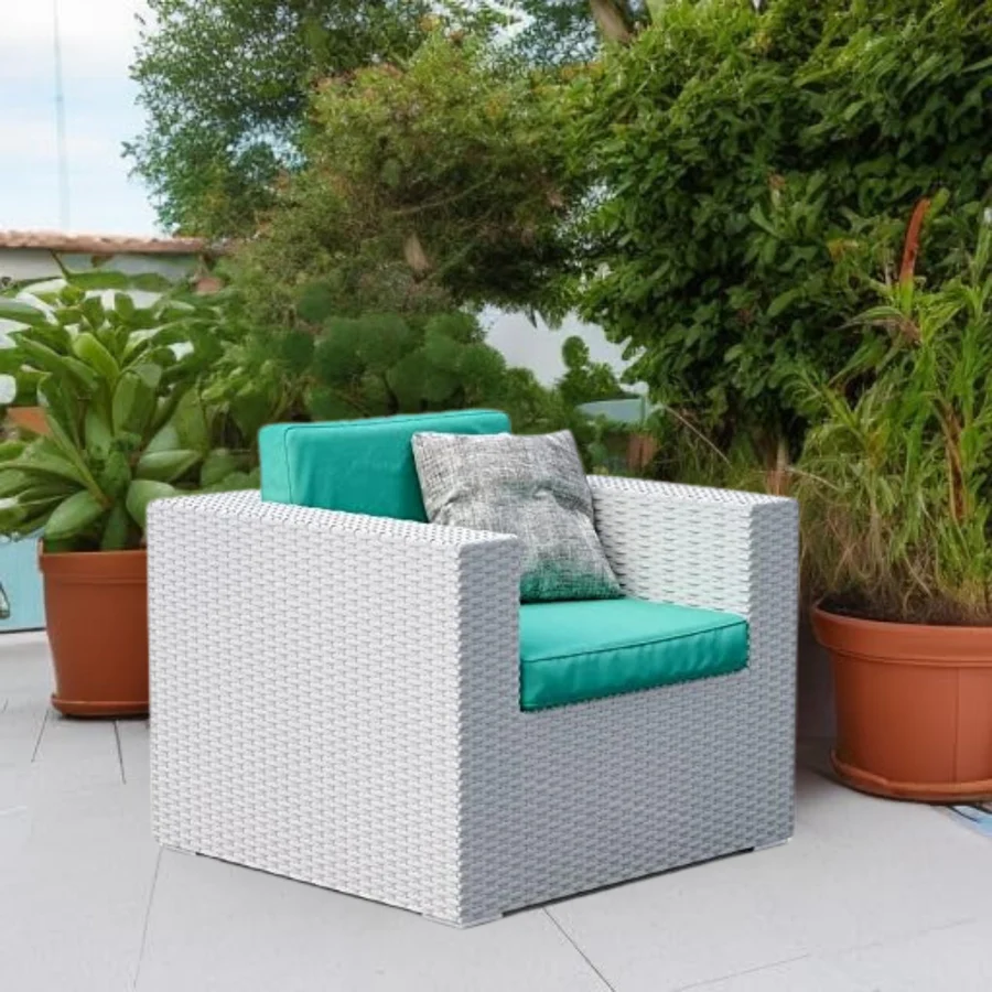 Elegant 1-Piece Outdoor Wicker Single Seater Sofa with Cushions for Patio or Garden