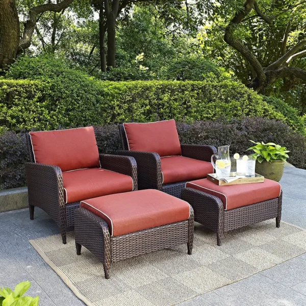 Outdoor 4-Piece Patio Wicker Furniture Set – Weather-Resistant Rattan Seating with Cushions