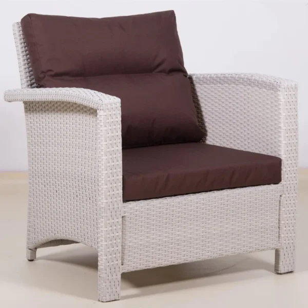 Outdoor All-Weather Wicker Single Seater Sofa with Cushions – Durable Patio Chair for Garden, Balcony, or Terrace