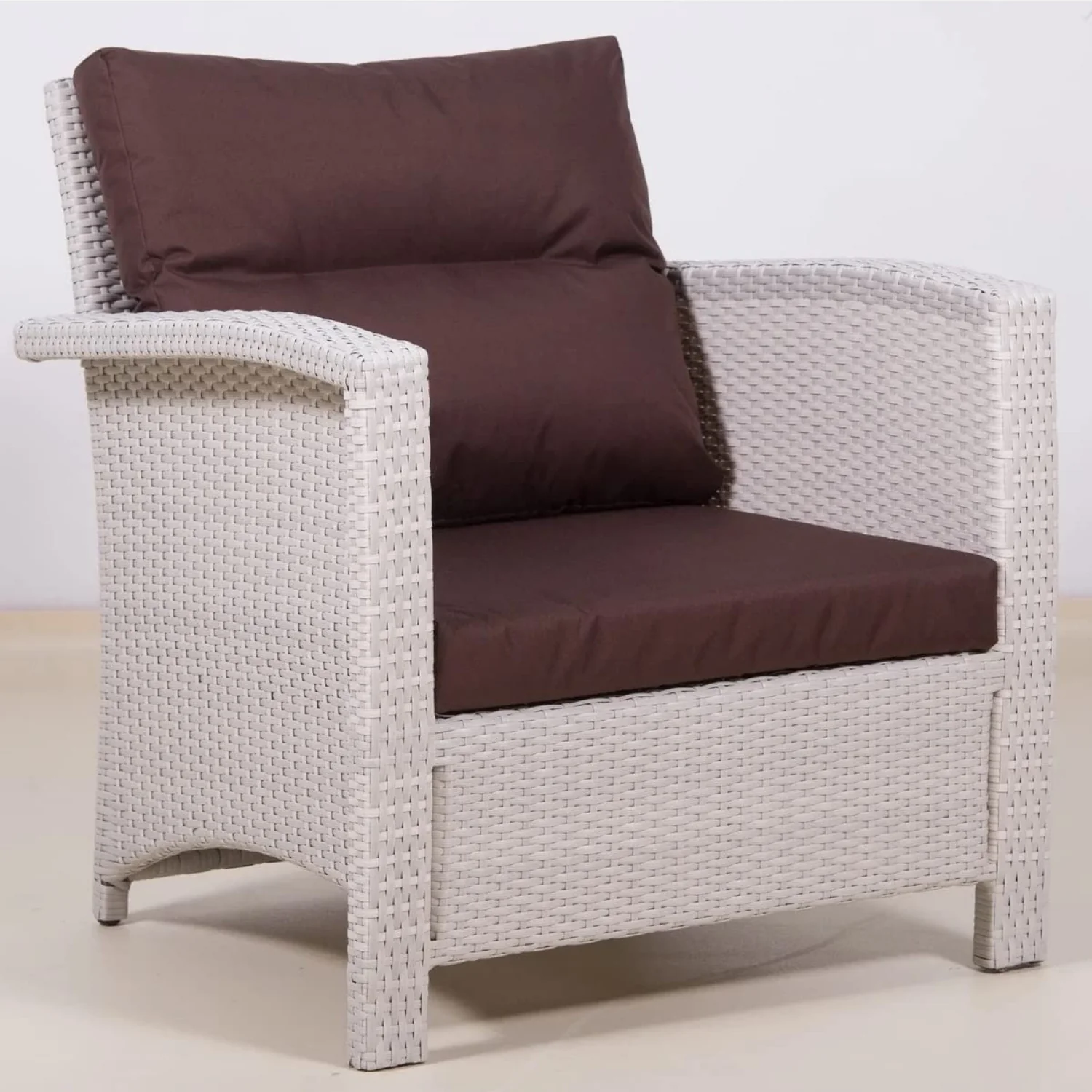 Outdoor All-Weather Wicker Single Seater Sofa with Cushions – Durable Patio Chair for Garden, Balcony, or Terrace