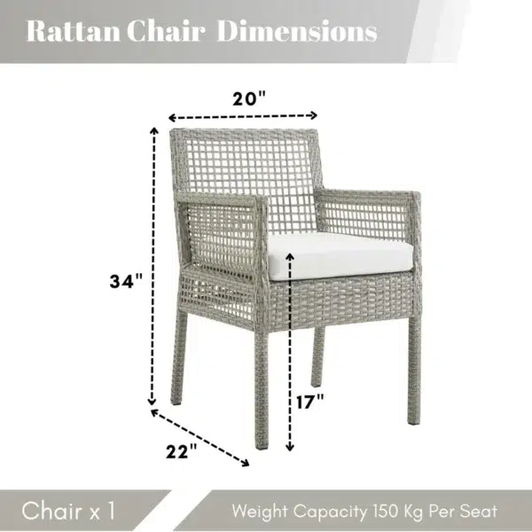 “1-Piece Outdoor Rattan Wicker Patio Dining Chair with weather-resistant frame and cushioned seat for patio or garden use”