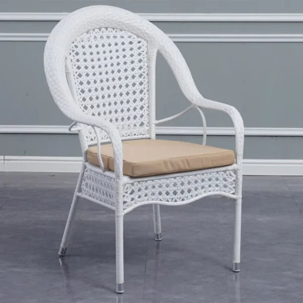 Outdoor all-weather rattan wicker 5-piece dining set with tempered glass table and cushioned chairs on patio