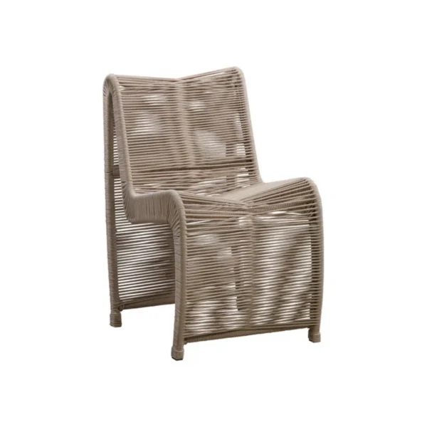 Two modern outdoor rope patio chairs with metal frames and woven seats, perfect for garden or balcony seating.
