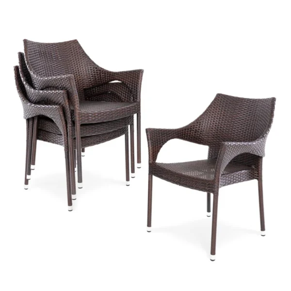 Outdoor Rattan Wicker Patio Dining Chair with cushion – stylish, weather-resistant garden and balcony seating.