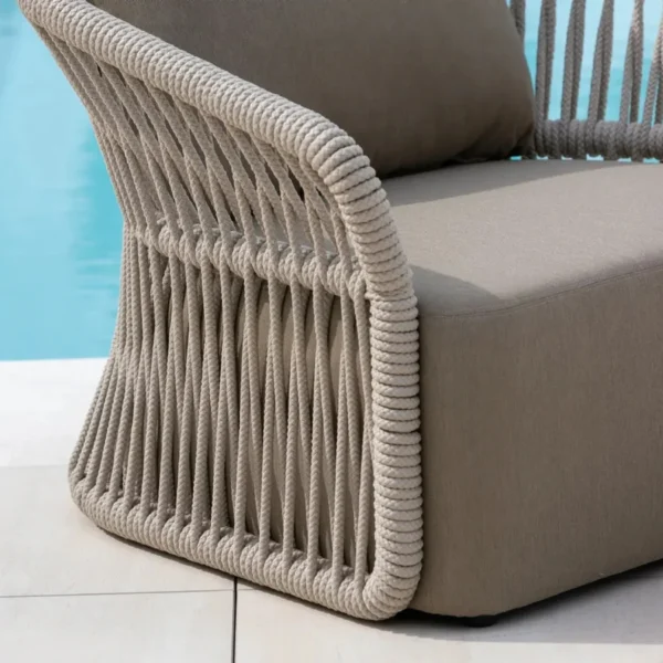 "4-Piece Outdoor Braid and Rope Sofa Set in Beige and Dark Cream with Cushions for Patio, Garden, or Balcony"