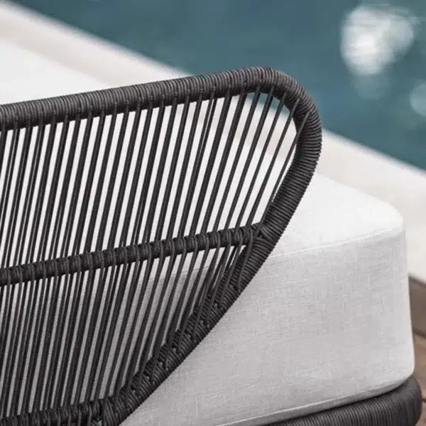 Outdoor Rope 4 Seater Sofa Set with Glass Top Coffee Table for Patio, Garden, Balcony, and Poolside