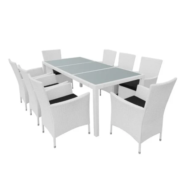 9-Piece Outdoor Rattan Wicker Dining Table Set with Cushioned Chairs for Patio and Garden