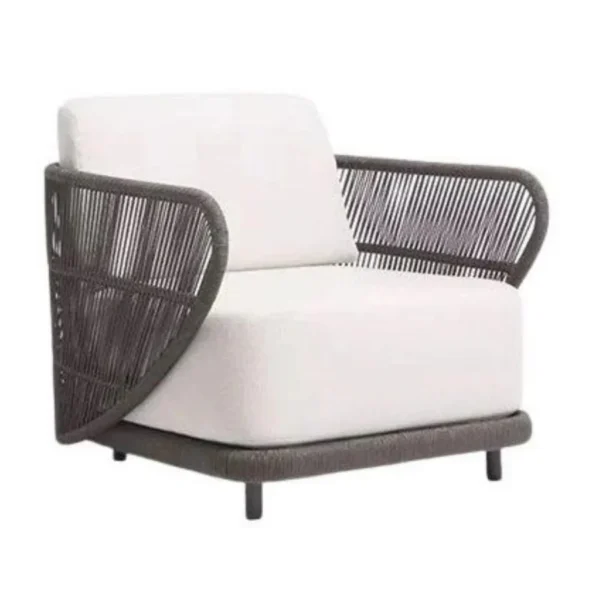 Outdoor Rope 4 Seater Sofa Set with Glass Top Coffee Table for Patio, Garden, Balcony, and Poolside