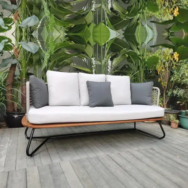 "5-Seater Outdoor All-Weather Rope Sofa Set with Wooden Base for Patio, Garden, and Balcony"
