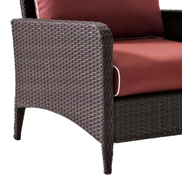 Outdoor wicker single seater sofa with cushion for patio, garden, or balcony