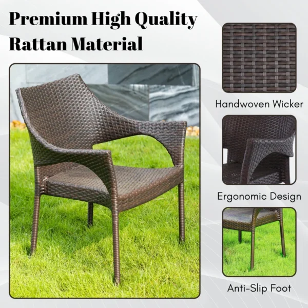 Outdoor Rattan Wicker Patio Dining Chair with cushion – stylish, weather-resistant garden and balcony seating.