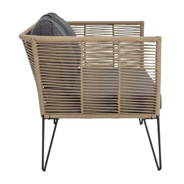 1-Piece Outdoor Rope Loveseat Sofa with Cushions for Patio, Garden, and Balcony