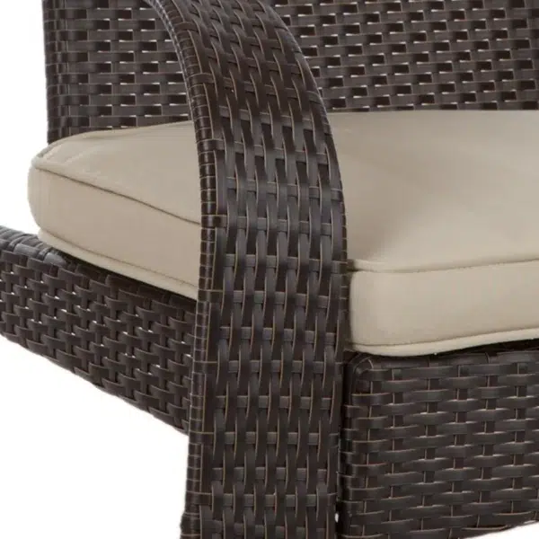 Outdoor Wicker Single Seater Adirondack Style Armchair with Cushions for Patio or Garden