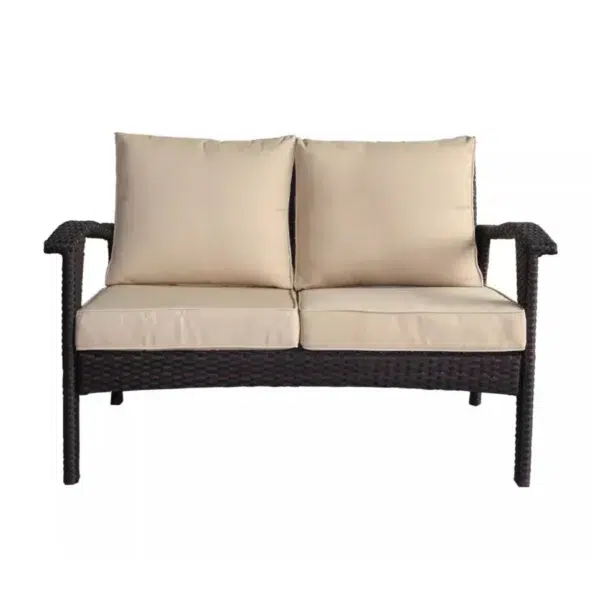 Outdoor Rattan Wicker 1-Piece Loveseat Sofa with Cushions for Patio, Garden, or Balcony