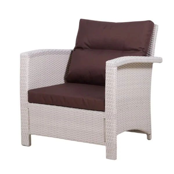 Outdoor All-Weather Wicker Single Seater Sofa with Cushions – Durable Patio Chair for Garden, Balcony, or Terrace