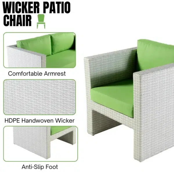 Outdoor Rope 4 Seater Sofa Set with Cushions and Glass Top Tables for Patio, Garden, or Balcony