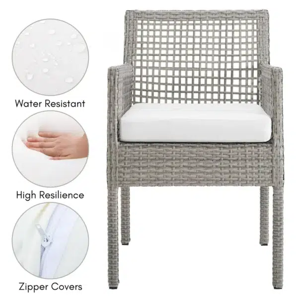 “1-Piece Outdoor Rattan Wicker Patio Dining Chair with weather-resistant frame and cushioned seat for patio or garden use”