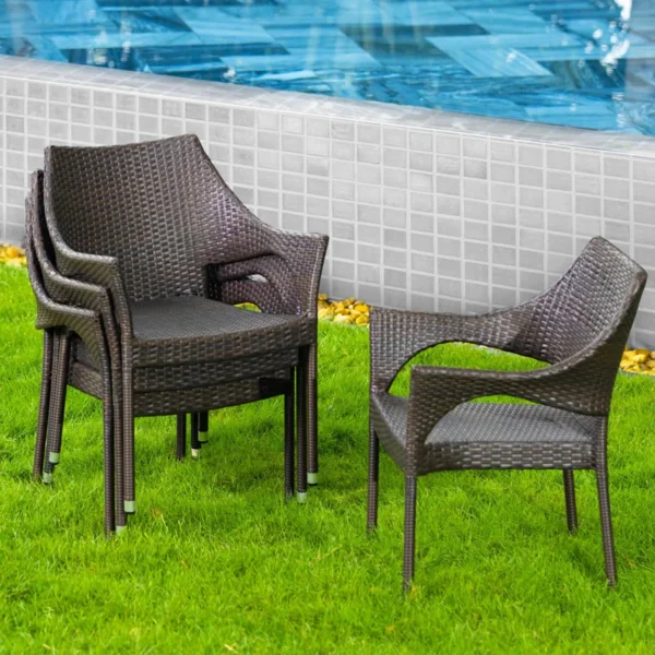 Outdoor Rattan Wicker Patio Dining Chair with cushion – stylish, weather-resistant garden and balcony seating.