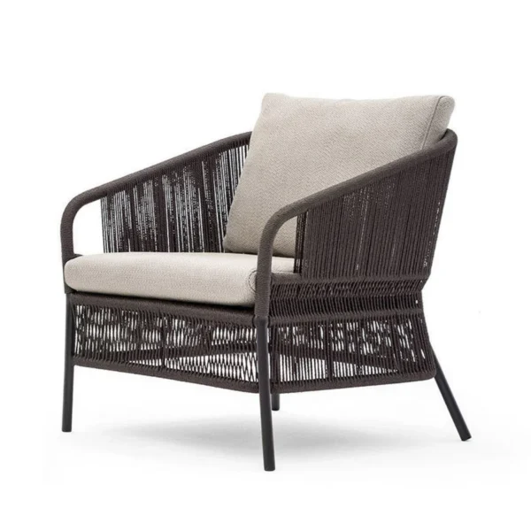 2-Piece Outdoor Rope Single Seater Sofa with Cushions for Patio and Garden