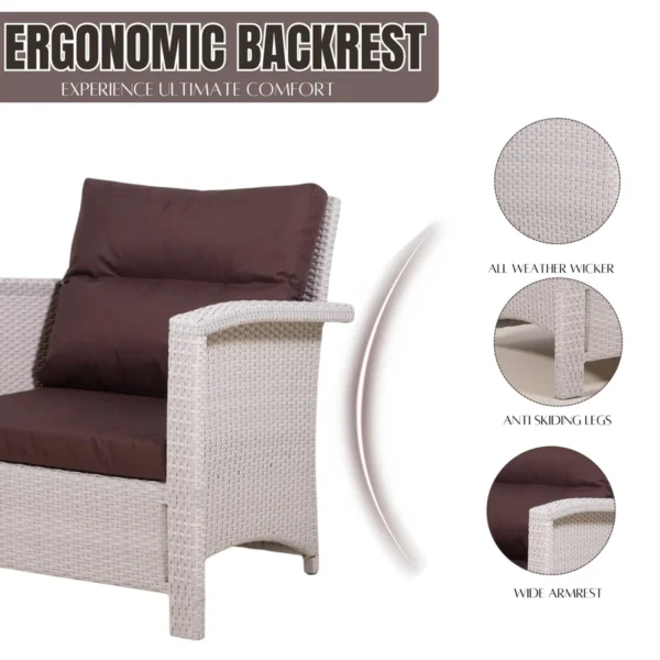 Outdoor All-Weather Wicker Single Seater Sofa with Cushions – Durable Patio Chair for Garden, Balcony, or Terrace